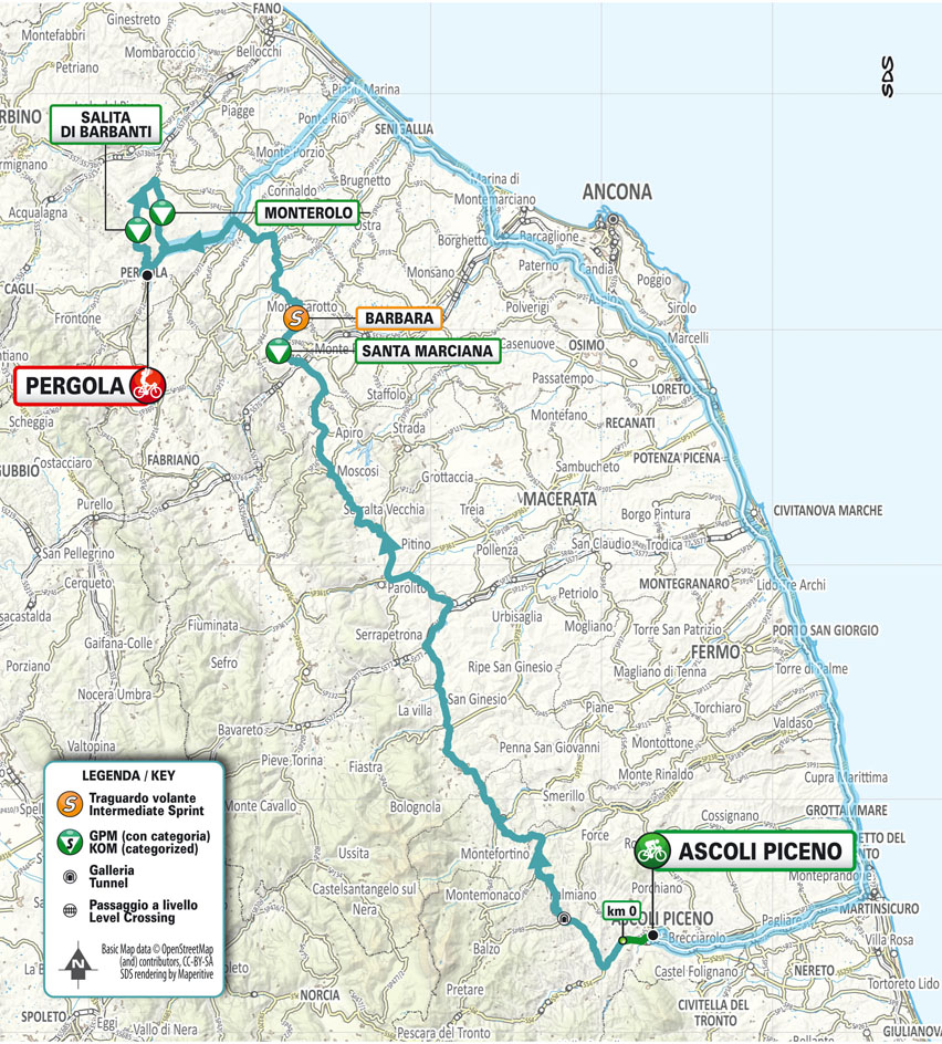 Planimetria/Map Stage 5 Tirreno Adriatico 2025