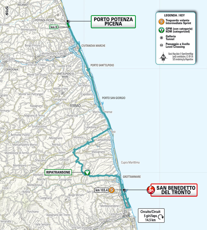 Planimetria/Map Stage 7 Tirreno Adriatico 2025